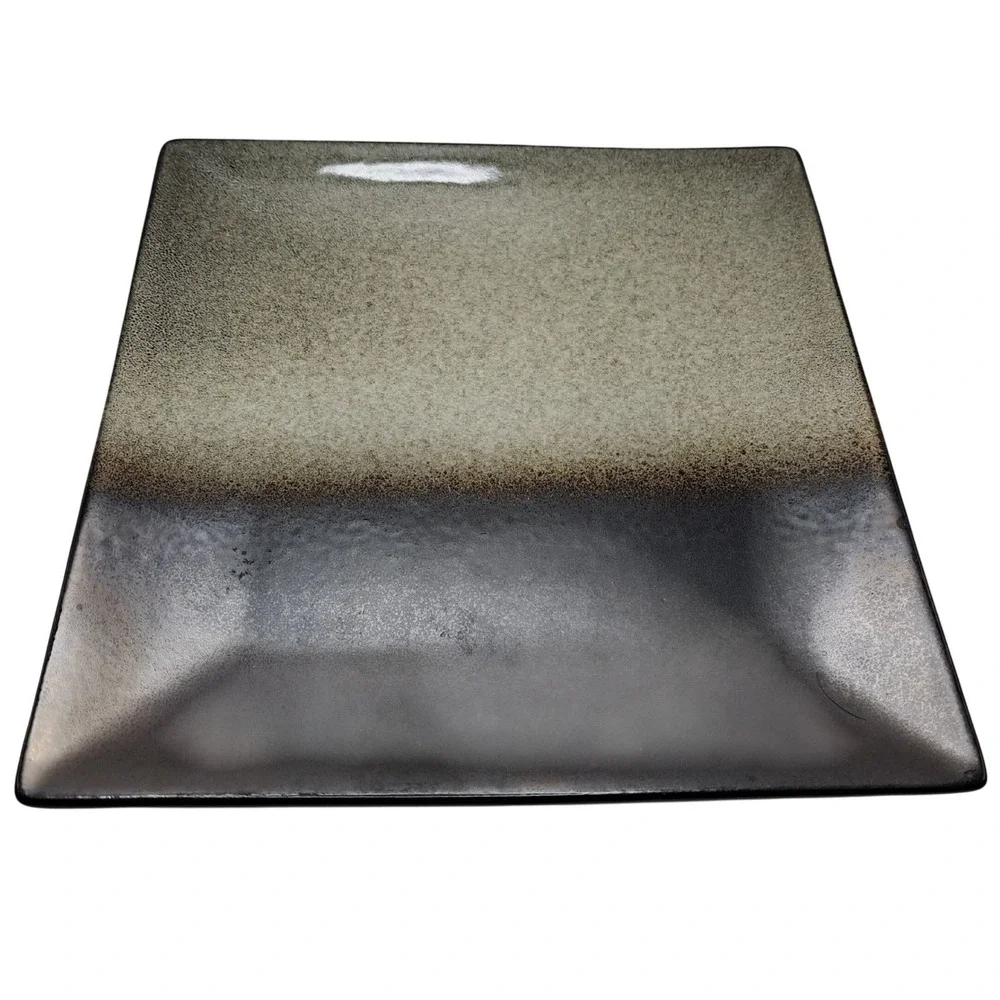 Gibson Elite Kaidence Square Dinner Plate Black Gray Ombre Ceramic Modern Safe